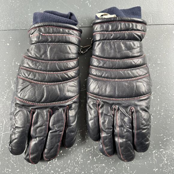 Accessories - VTG Conroy Leather Gloves Womens Ladies Medium Navy Blue Ski Sled Snow Winter
